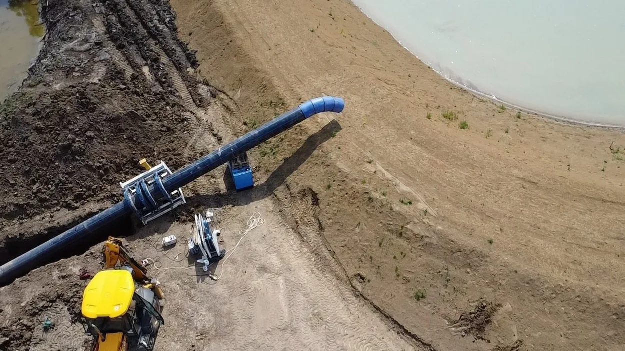 DN710-Zuleitung am Einlauf in das Speicherbecken Racovița